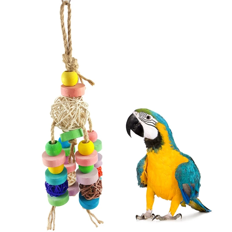 Legendog Parrot Lager Chewing Toy Bird Interesting Natural Rattan Hanging Colorful Bite Ball Hand Woven | Дом и сад