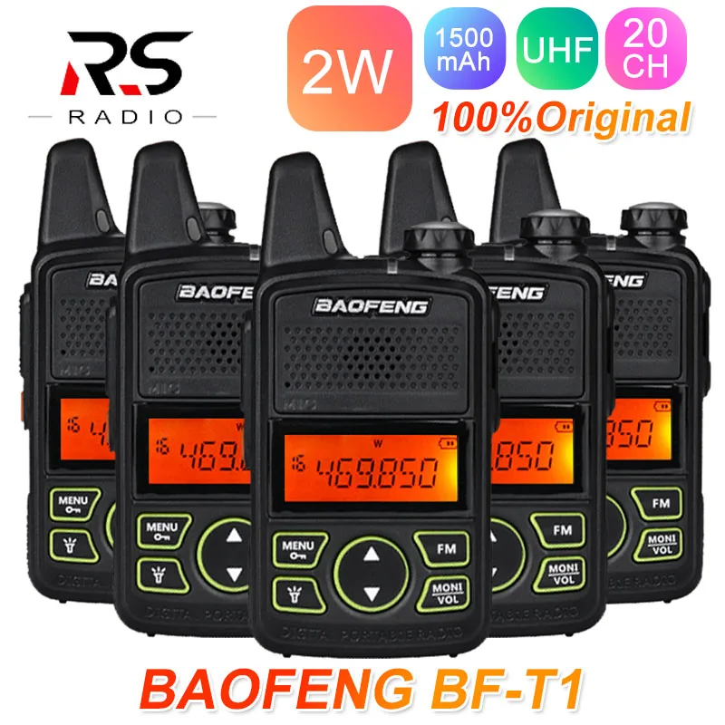 5PCS Baofeng BF-T1 Mini Walkie Talkie UHF Two Way Radio Amateur bf t1 Ham CB Radio Station FM Radio Function Kids hf Transceiver