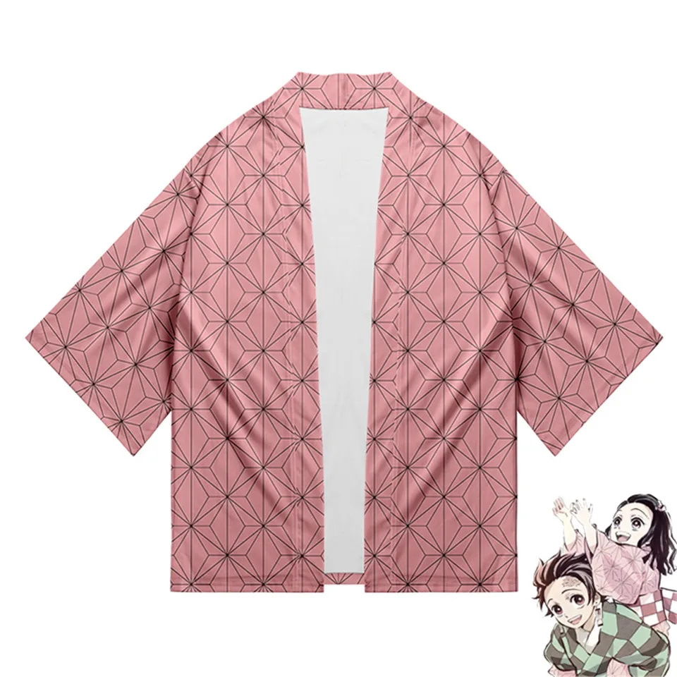 

Japanese Kimonos Woman Asian Kimono Demon Slayer Same Cosplay Cardigan Shirt Kimono Couple Yukata Beach Men/women's Summer Fall