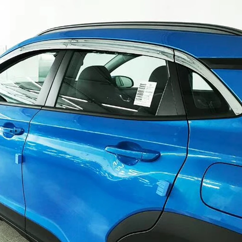 

Use For Hyundai Kona 2018--2019 Year 6 Pcs Windows Visor Body Kit Door Accessories Electroplated Parts Rain Sun Shield