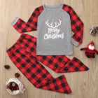 Рождественская Детская клетчатая блузка с буквенным принтом и штаны, семейная одежда, пижамы, семейная Рождественская Пижама, зимняя одежда 2021