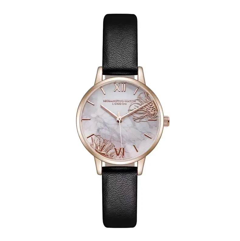 Высококачественные модные дизайнерские женские часы с цветком кварцевые