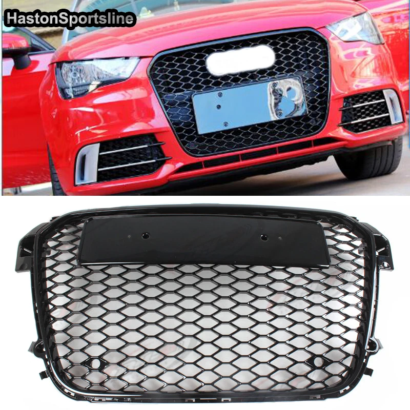 

For RS1 Style Front Sport Honeycomb Hood Grill Gloss Black for Audi A1 S1 Sline 2011-2014 Car Styling Accessories