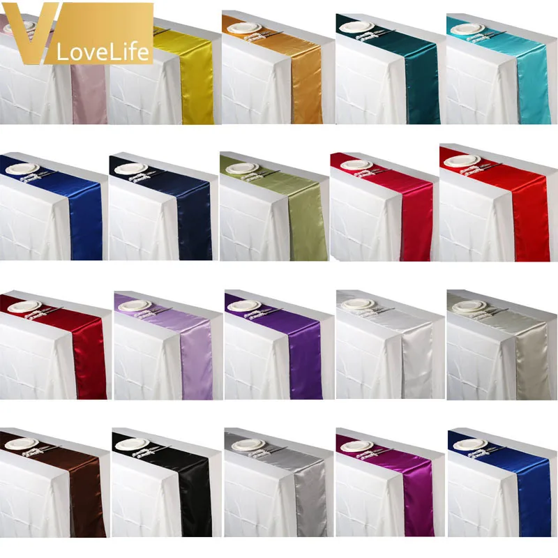 5pcs/lot Satin Table Runners Wedding Party Event Decor Supply Fabric Chair Sash Bow Cover Tablecloth Decoration | Дом и сад