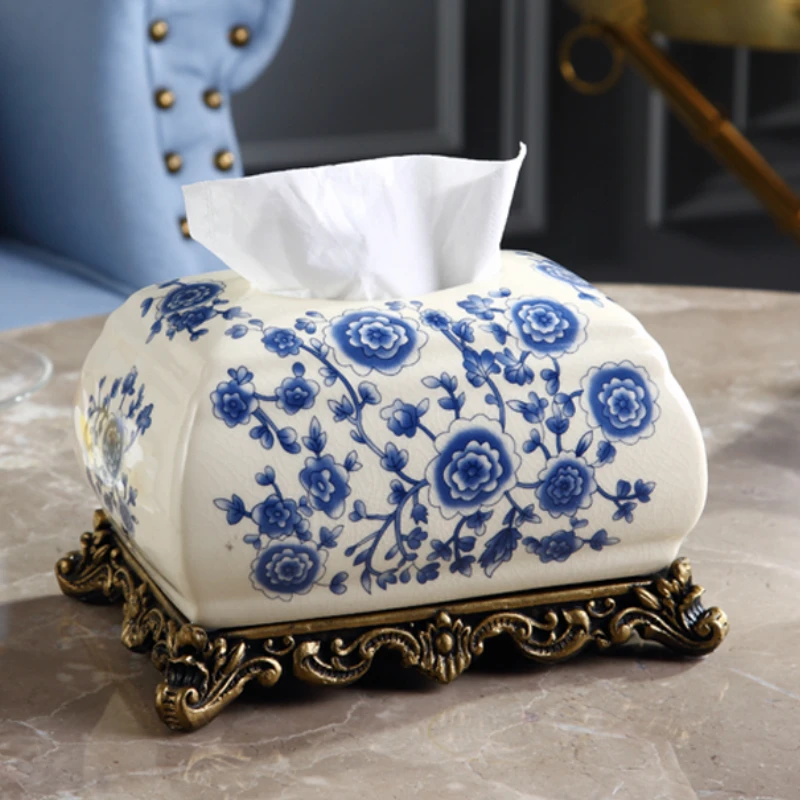 Винтажные Роскошные дворцовые керамические синие и белые фарфоровые украшения