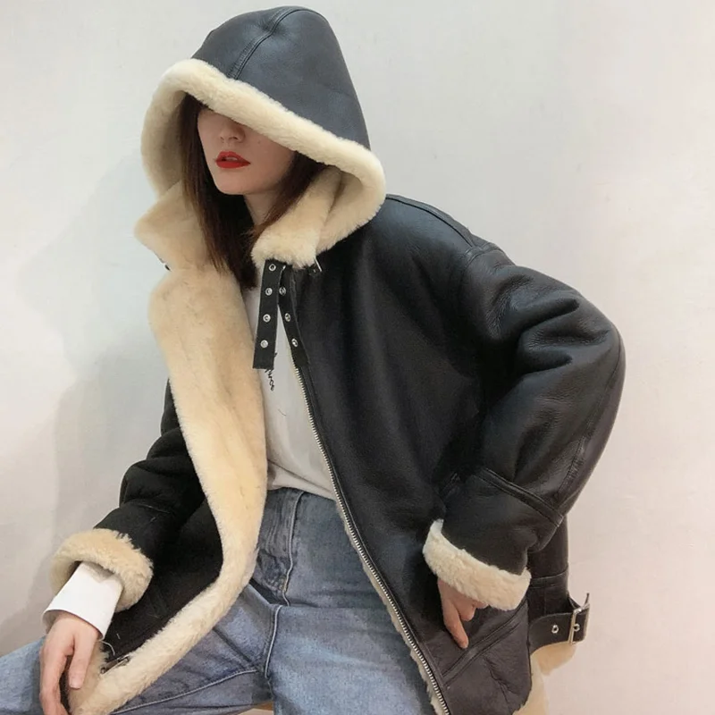 Натуральная кожа 2020 Весенняя новинка мех ягненка с капюшоном меховое пальто для