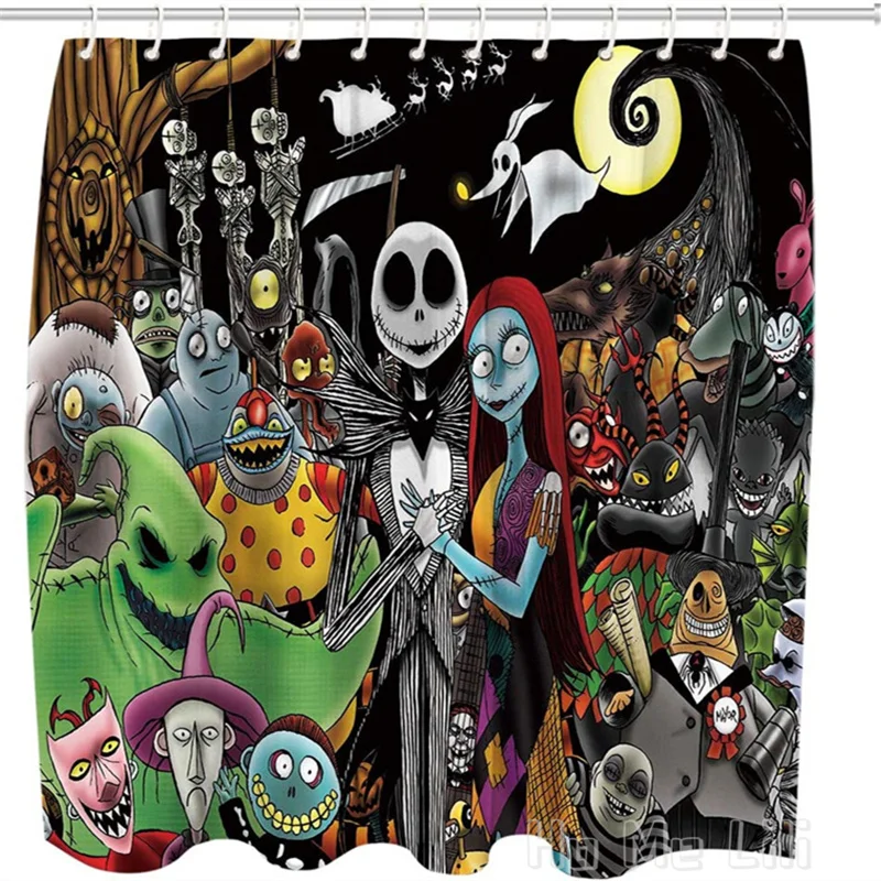 Занавеска для душа Кошмар перед Рождеством от Ho Me Lili Джек и Салли с крючками декор