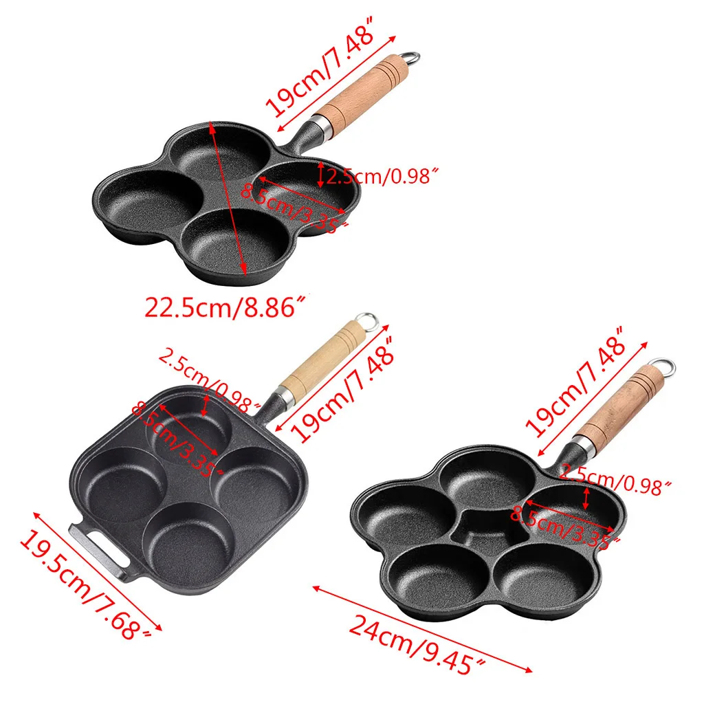 

4/6 Holes Omelet Pan for Burger Eggs Ham PanCake Maker Frying Pans Non-stick No Oil Smoke Breakfast Cooking Pot Gas Stove