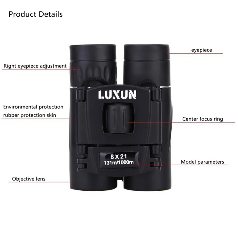 

8x21 HD Binoculars 1000M Long Range Folding Mini Telescope Optics For Hunting Sports Outdoor Camping Travel
