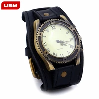 hot selling vintage cow leather bracelet watch men women wrist watches roman numerals casual quartz watch relogio feminino