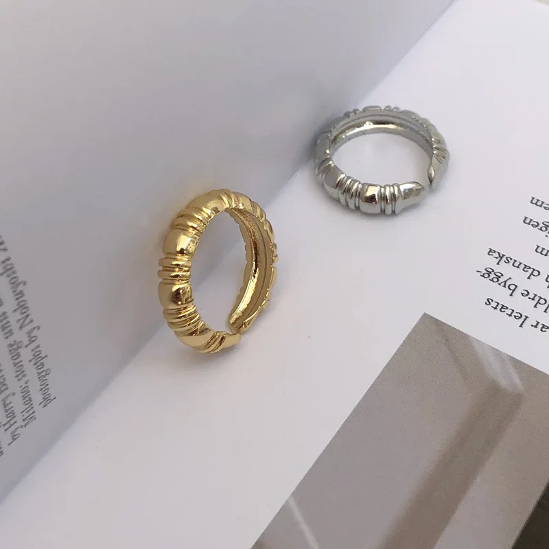 Открытое кольцо женское винтажное бамбуковое с индексом Сетчатое красное