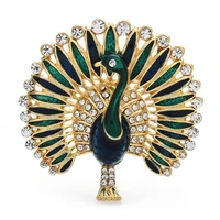 wulibaby multicolor enamel peacock brooch pins for women and men winter fashion jewelry animal brooches gift