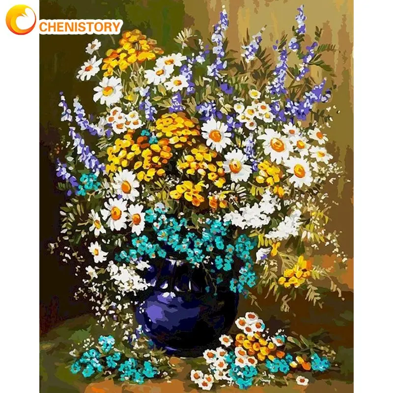 

CHENISTORY Paint By Numbers Kits For Adults Children 60x75cm Frame Flowers Oil Picture By Number Home Wall Art Paints DIY Gifts