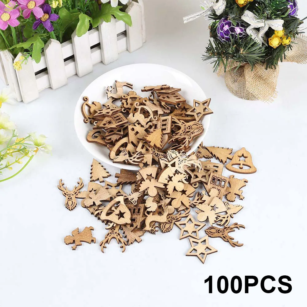 100 шт. мини деревянная Рождественская елка новогодние вечерние украшения для