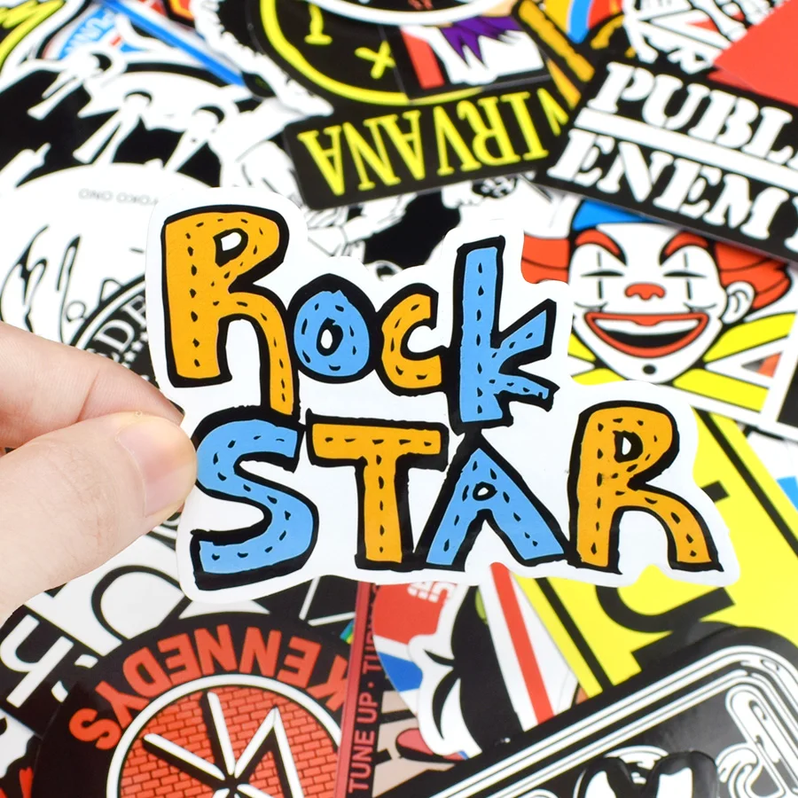 Calcoman&iacute;as de m&uacute;sica Rock Retro, pegatina JDM de grafiti para guitarra, motocicleta, ordenador port&aacute;til, equipaje, monopat&iacute;n, Snowboard, 100 Uds.-3