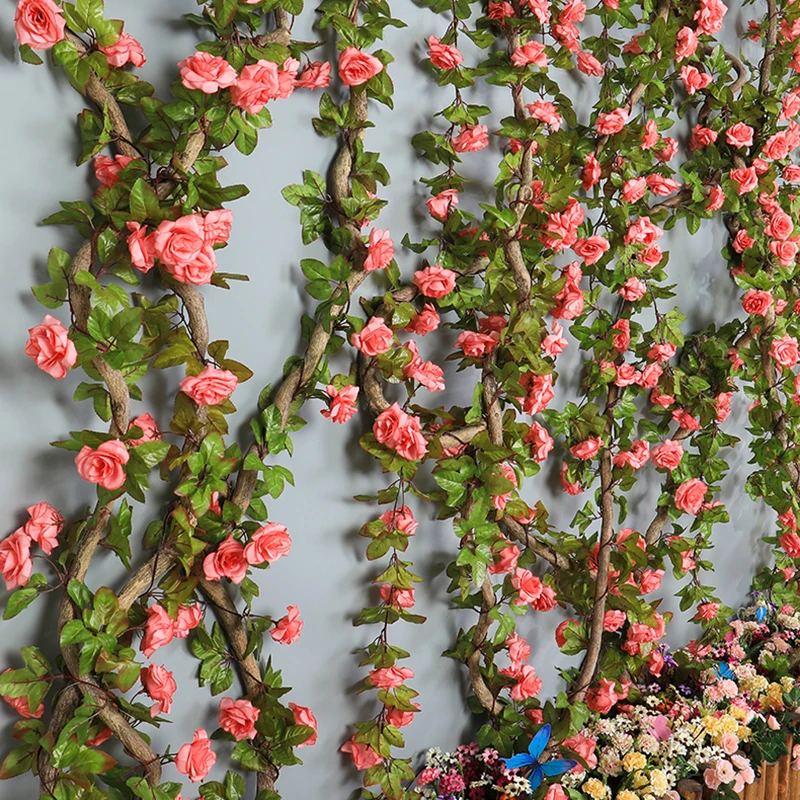 Искусственные цветы из ротанга 230 см длина/от 16 до 69 цветы для свадьбы Арка гирлянда романтическая роза в стеклянном куполе