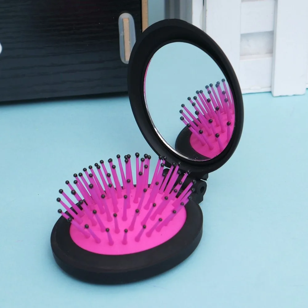1 шт. портативная мини зеркальная Складная Расческа для девочек массажная