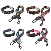 printed dog collar pet cat car safety belt straps adjustable leash harness for small medium puppy rope leads 9 colors