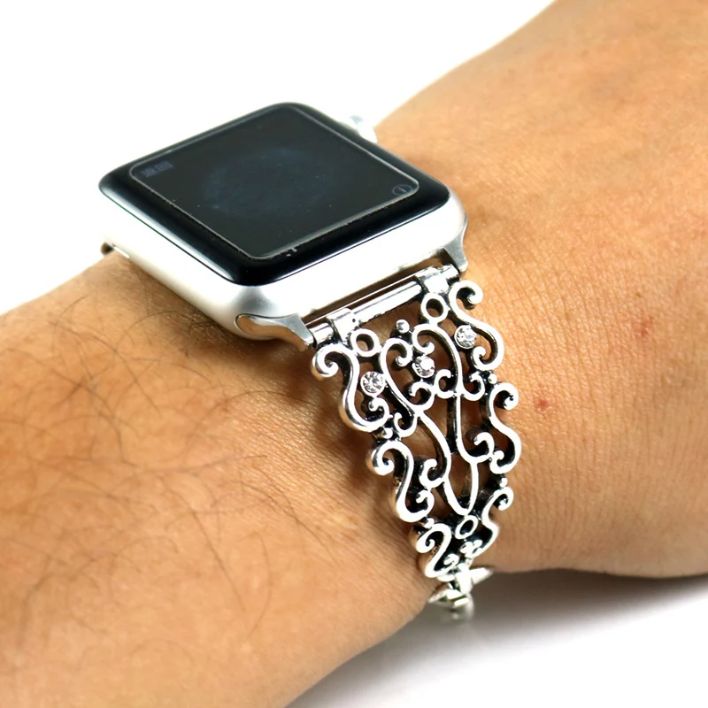 Винтаж цепи бретель со стразами для наручных часов Apple watch, версии 44 мм 40 мм женственный универсальный браслет для наручных часов iWatch серии 4/3/2/1, 42 мм, 38 мм