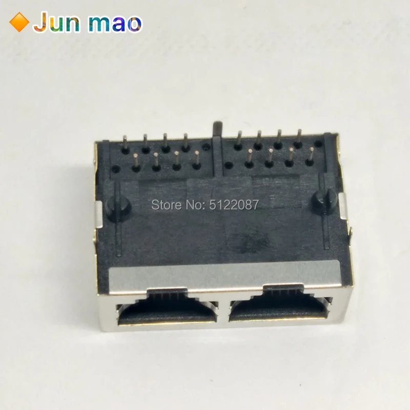 5 шт. 1*2 RJ45 металлический 16-контактный разъем для печатной платы под прямым углом