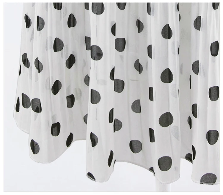 

Black White Women's Tulle Polka Dot Chiffon Pleated Skirt Summer Skirts Womens Plus Size Harajuku Korean Midi Flared Skirt Women