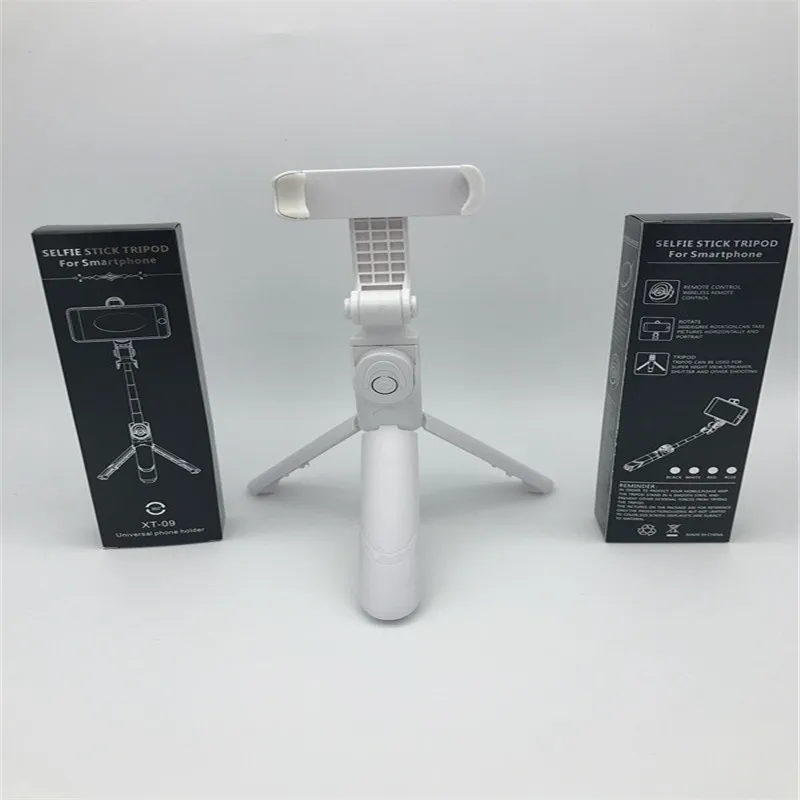 White XT-09 3 в 1 беспроводной Bluetooth селфи палка складной мини штатив ручной монопод с пультом дистанционного управления для IPhone huawei samsung - Цвет: White XT-09