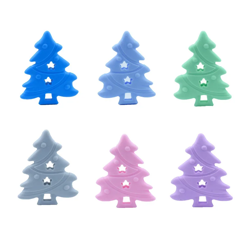 10 шт. детский силиконовый Рождественский Прорезыватель дерева душ Соска