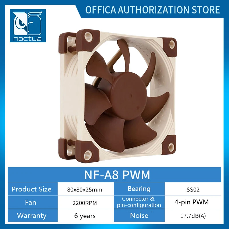 

Noctua NF-A8 8cm Fan High Quality Fan/3/4pin/Intelligent Temperature Control/CPU Fan Silent, High Air Pressure Fan