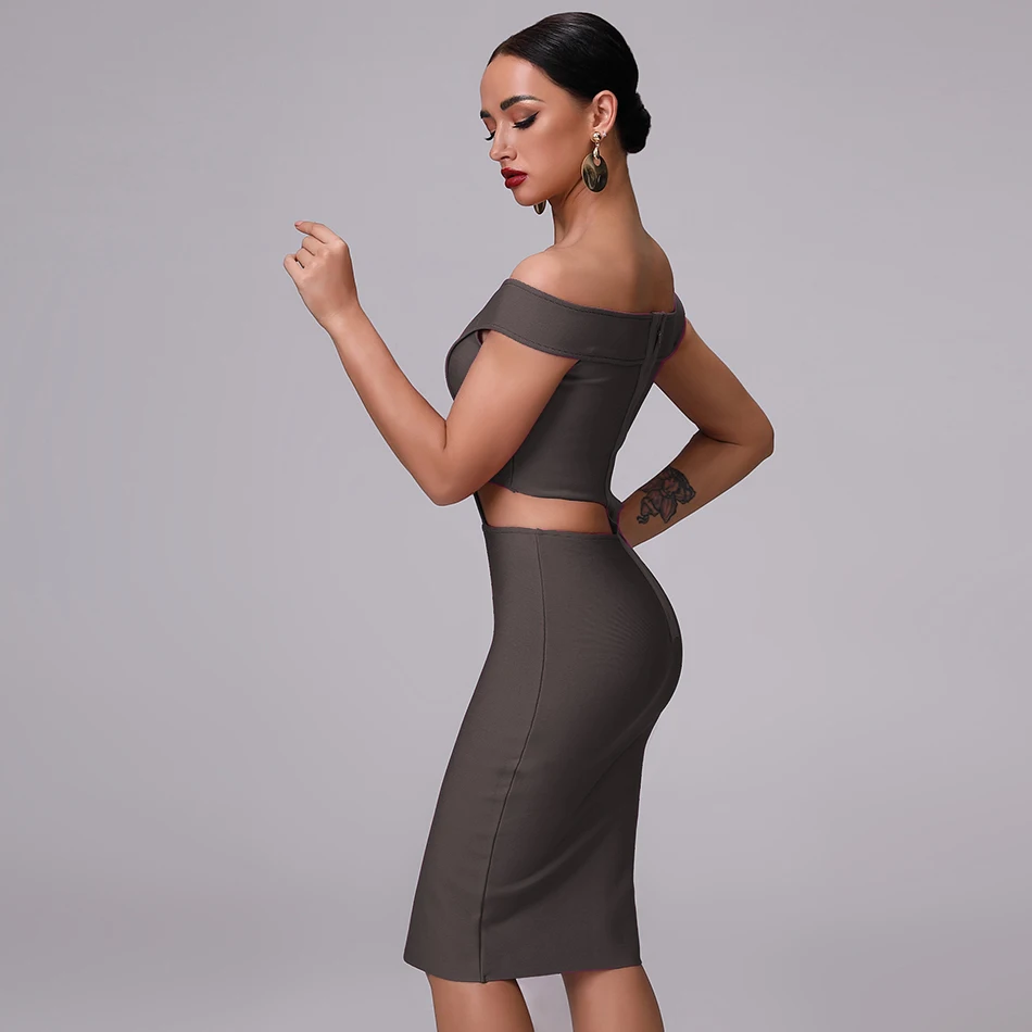nova moda de alta qualidade cinza roxo сексуальное Бандажное платье без бретелек oco celebridade vestido apertado