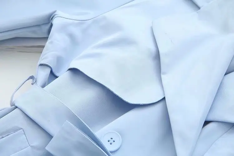 Plus size Embroidery Adjustable waist bow women loose long Trench coats NEW spring autumn office ladies slim coats female