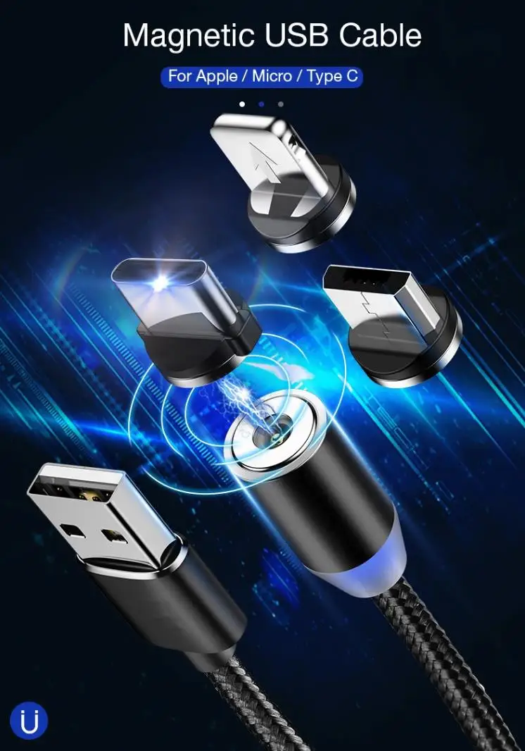 Магнитный USB кабель 1 м зарядный USB кабель Магнитный зарядный Micro USB кабель для мобильного телефона USB шнур