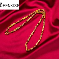 qeenkiss nc5113 fine jewelry wholesale fashion man male birthday wedding gift bamboo joint 678mm 60cm 24kt gold chain necklace