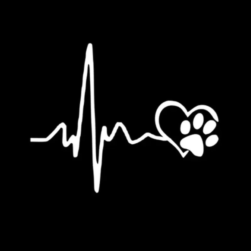 

13CM*10.3CM Heartbeat Love Dog Footprints Funny Vinyl Car Sticker Decal Creative T3EF