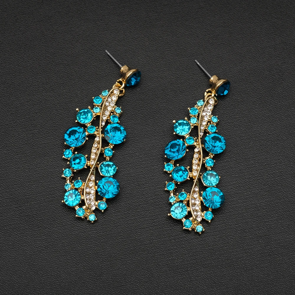 

Elegant Austrian Crystal V-Shaped Statement Necklace Earrings Set Bridal Wedding Prom Costume Jewelry For Bride Bridesmaid