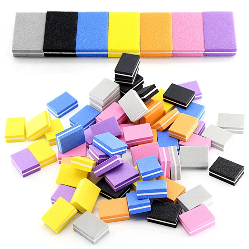 

10Pcs Double-sided Mini Nail File Blocks Colorful Sponge Nail Polish Sanding Buffer Strips Polishing Manicure Supplies Tools