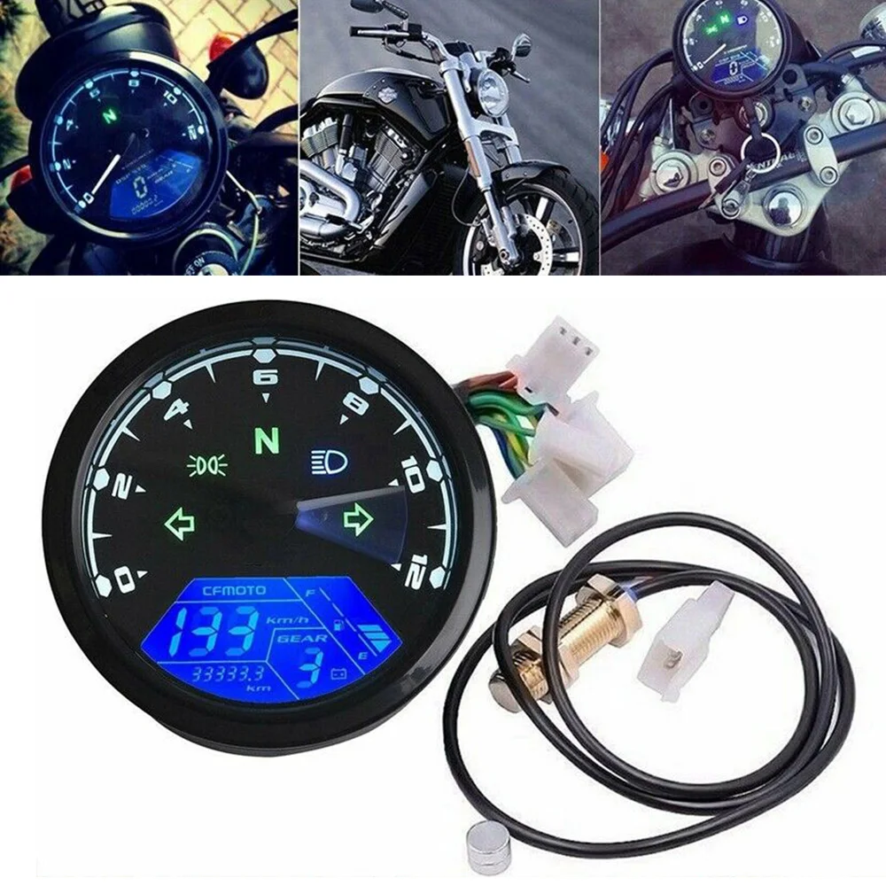 Аксессуары для мотоциклов цифровой одометр с ЖК-дисплеем 12000Rmp спидометр