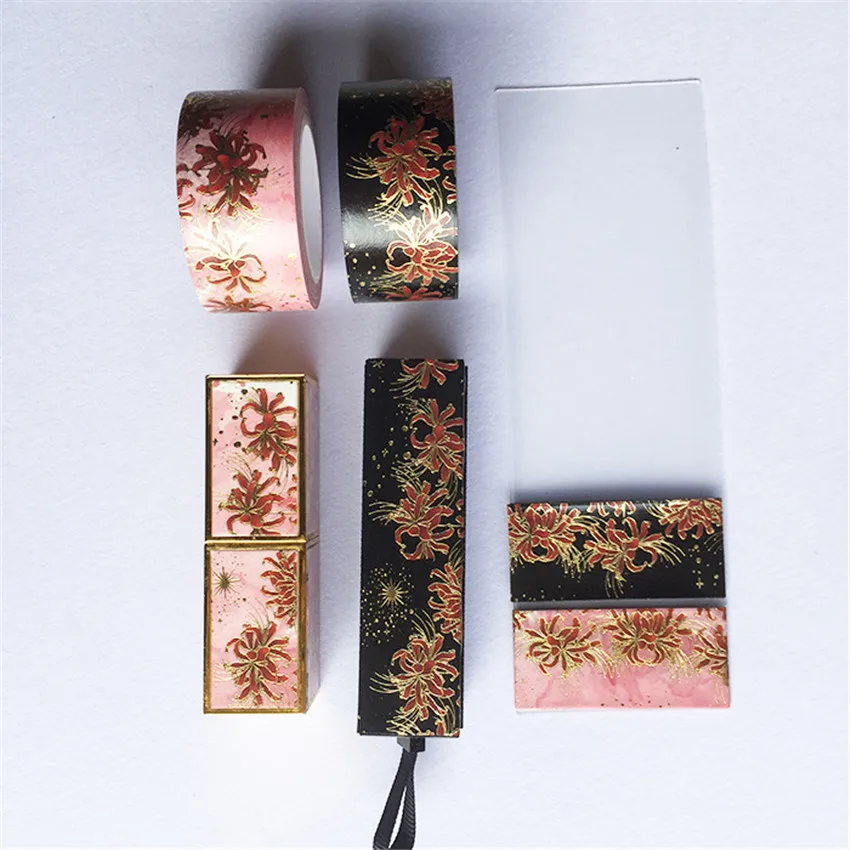 

Manjusaka Flower Lipstick Bullet Journal Washi Tape Set Adhesive Decoration DIY Scrapbooking Sticker Label Masking Tapes Paper