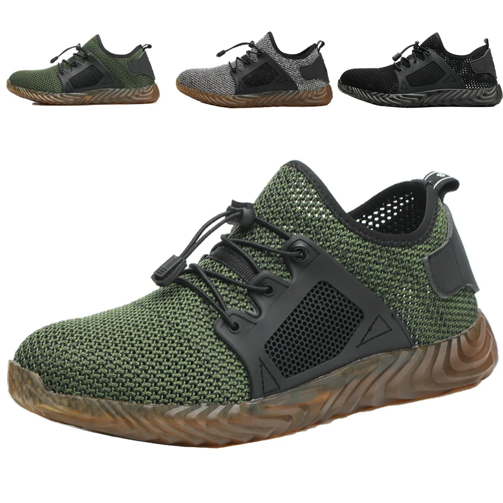 

Men Women Indestructible Work Shoes Steel Toe Air Mesh Safety Boots Anti-Piercing Light Work Sneakers Breathable Ryder Shoes