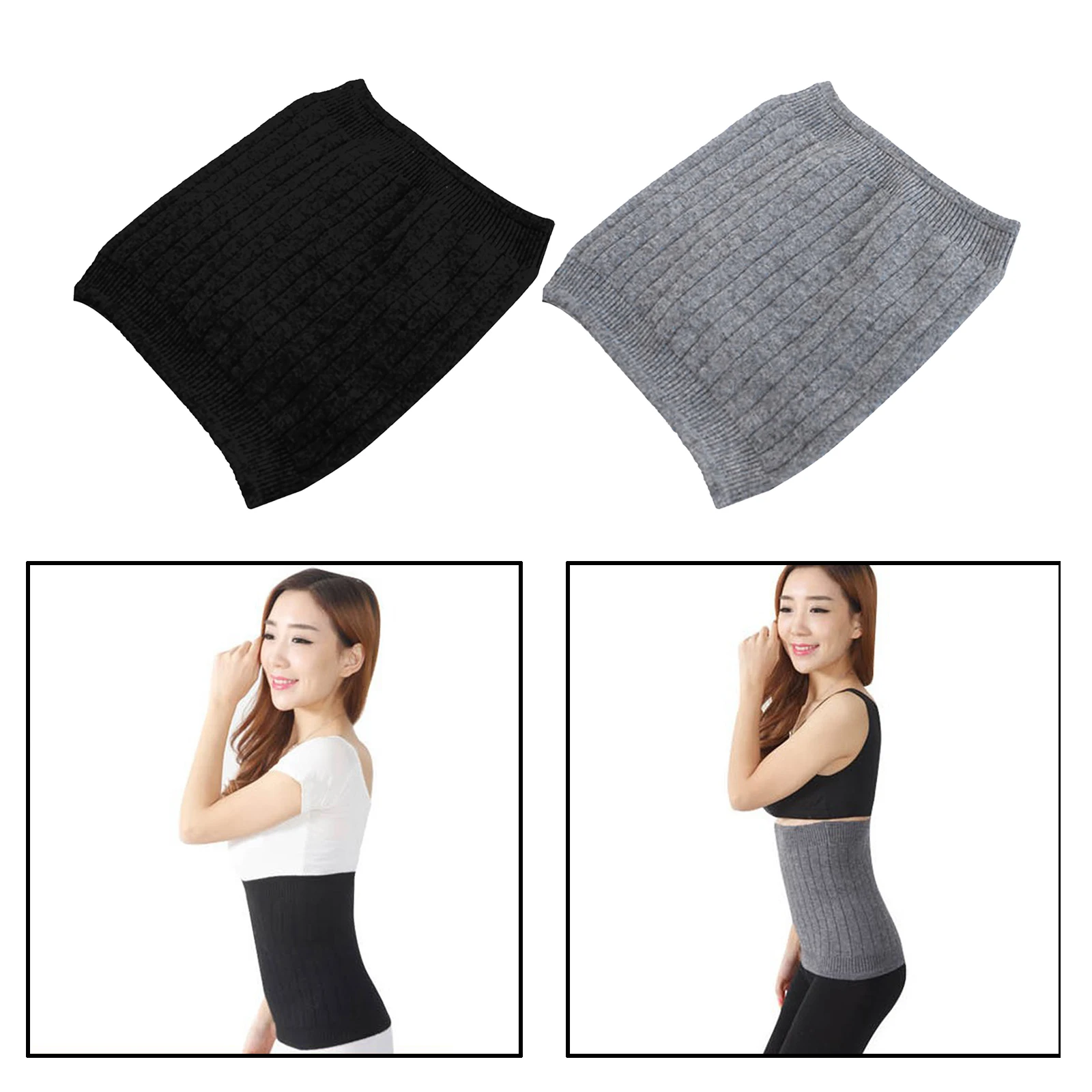 

Unisex Cashmere Waistband Waist Warmer Abdominal Kidney Binder Belt Black
