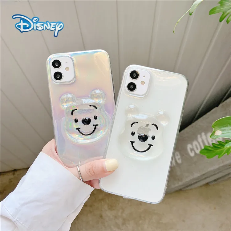 

Disney Winnie the Pooh 3D Cartoon Mobile Phone Case for iPhone 13 12 11 Pro Max Mini XR XS Plus Cute Cellhone Back Covers Shell