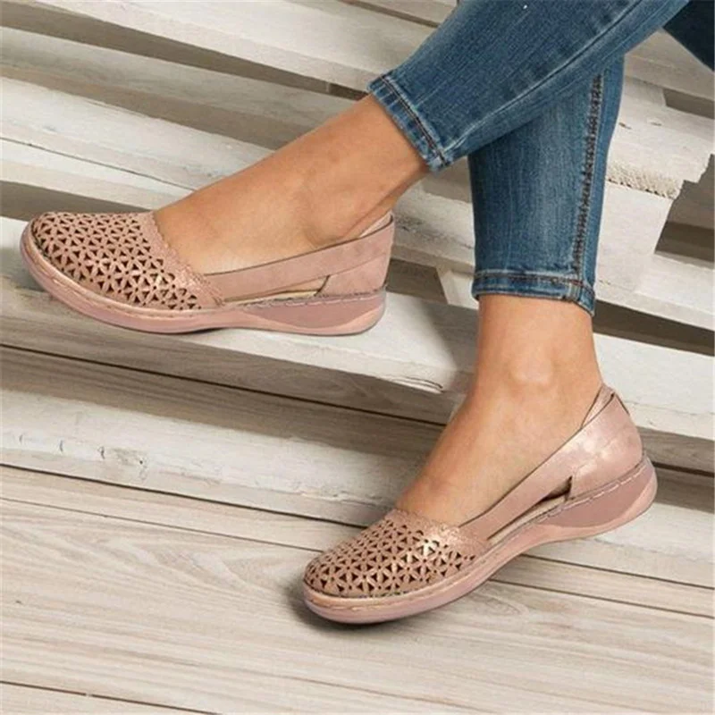 

2021 Summer Women's Sandals Handmade Ladies Shoes Leather Breathable Sandals Women Flats Retro Style Cusomized Support Slipper