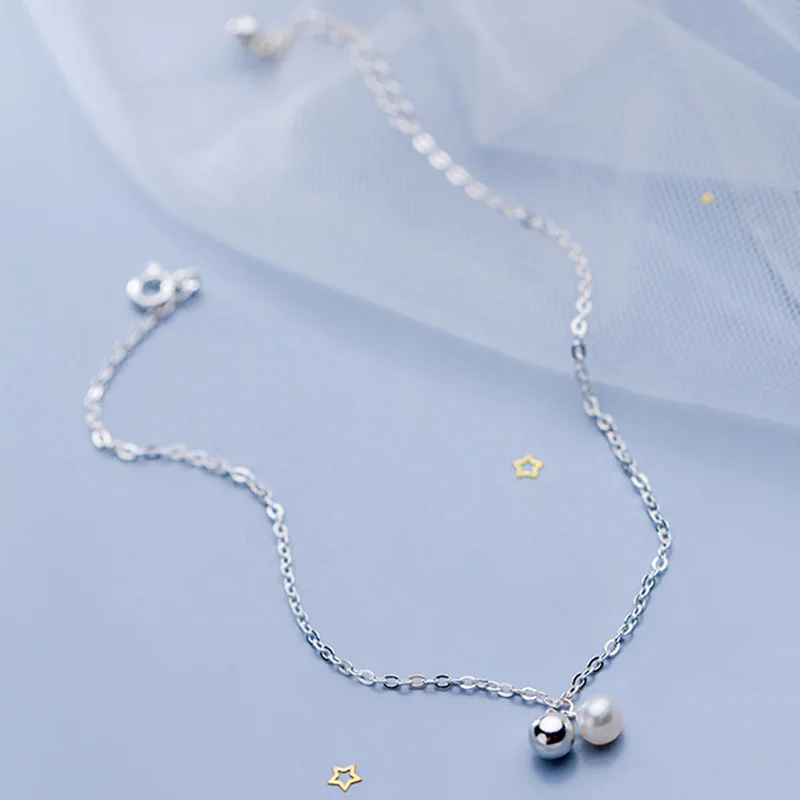 925 стерлингового серебра жемчужный браслет для ног лето босиком по щиколотку