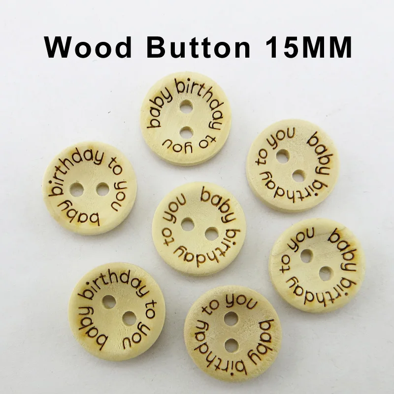 

100 шт., деревянные пуговицы для одежды и сапог, 15 мм