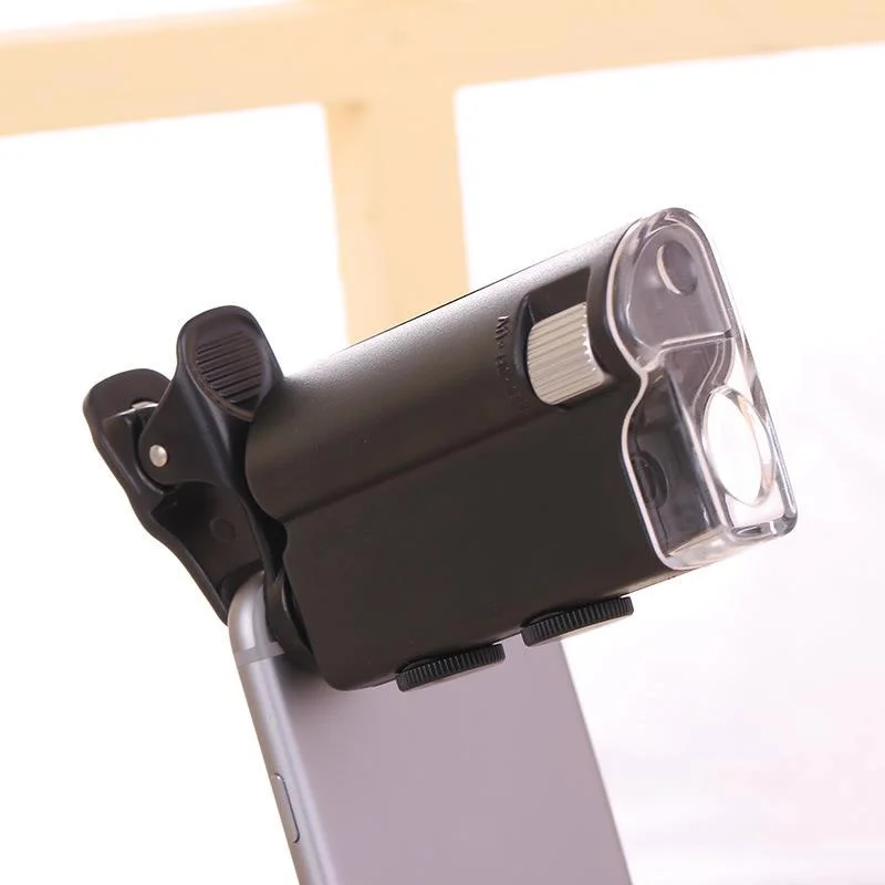 

Zoomable Multifunctional Mobile Phone Clip-on Magnifying Glass Microscope 60X-100X with LED Light