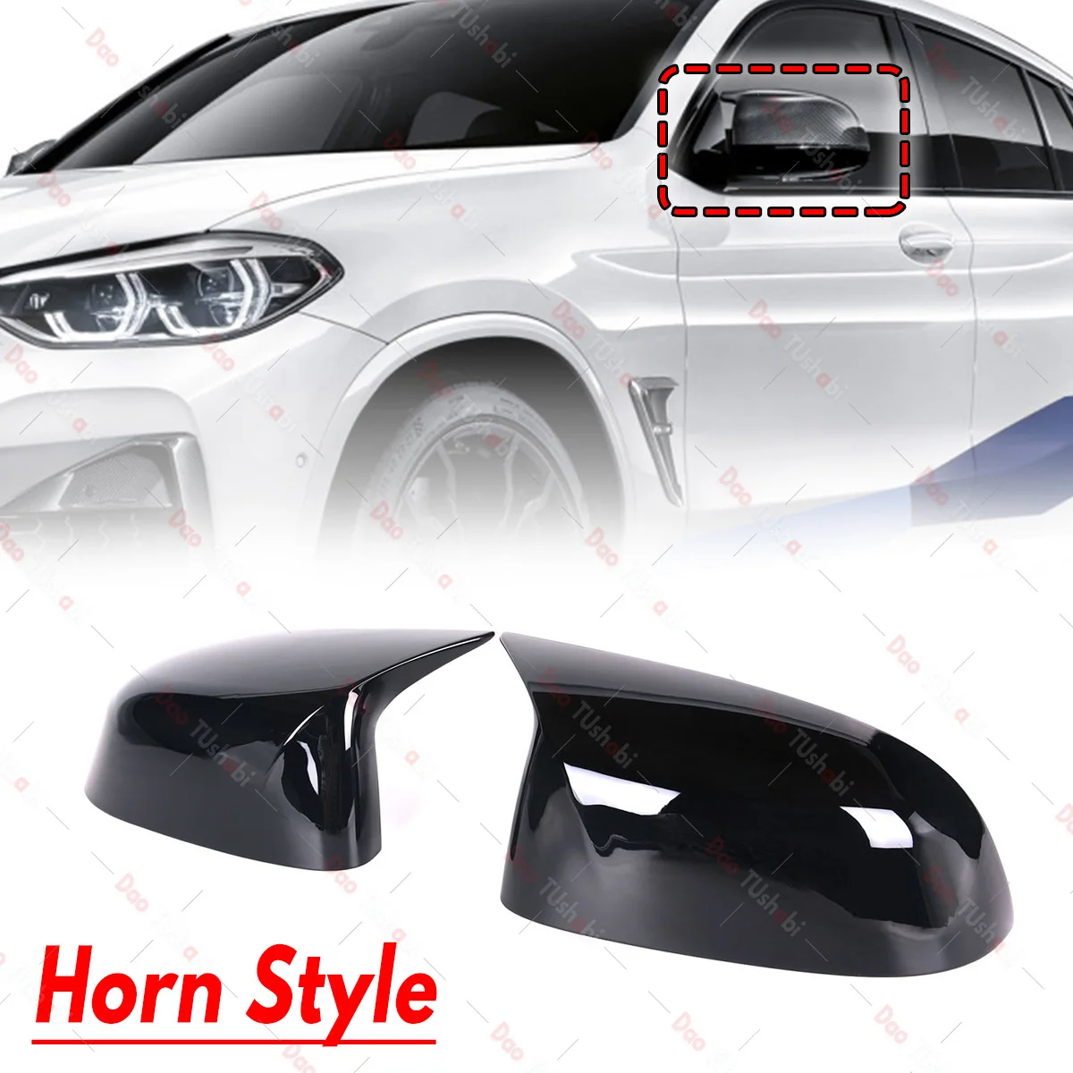 1 пара глянцевых черных чехлов заднего вида в форме рога M для BMW X3 G01 X4 G02 X5 G05 X6 G06 2018