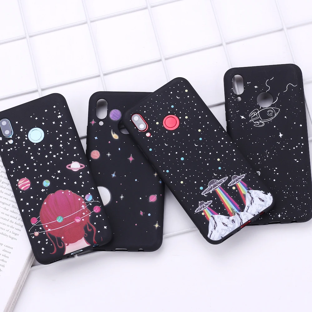 

For Samsung S8 S9 S10 S10e S20 Plus Note 8 9 10 A7 A8 Outer Space Astronaut Space Moon Silicone Phone Case Cover Capa Fundas