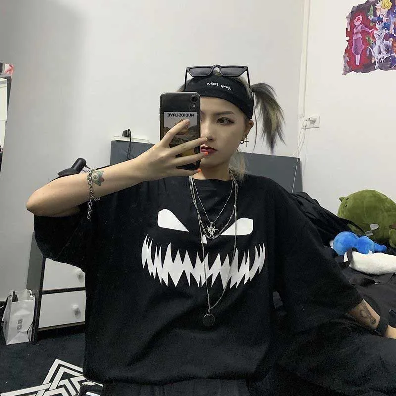 NiceMix Harajuku/футболка с принтом тыквы и буквами; Поддельные 2 штуки; Лоскутная Повседневная футболка с длинными рукавами; женская и Мужская Уличная одежда; топы