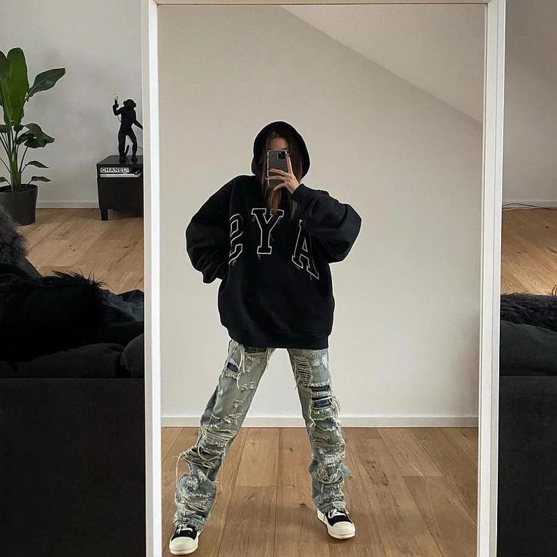 

22SS Large Letter Logo Embroidery 100% Cotton EU Size Askyurself Hoodies Men Women High Street Autumn Winter Kanye West Viking