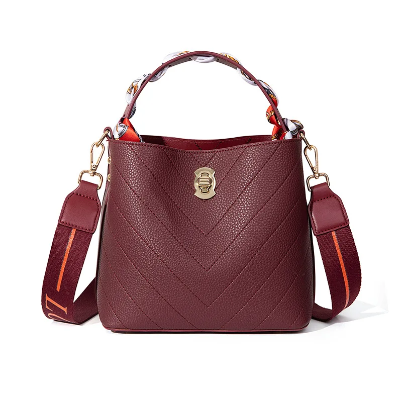 Женская сумка 2021 модные шарфы ведро с сумкой на одно плечо кожаная маленькая |