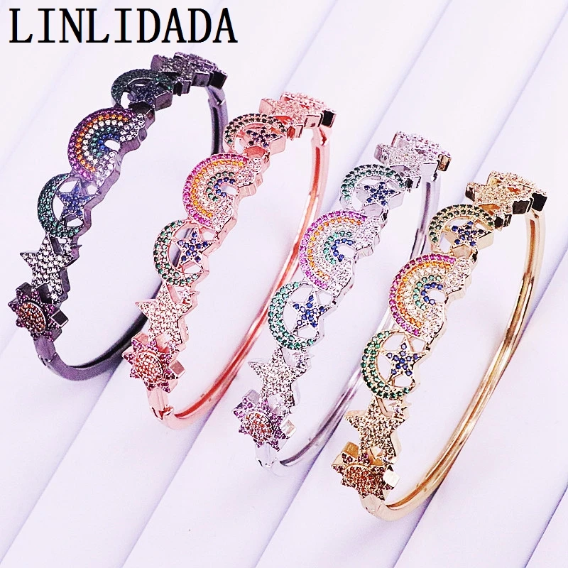 3 шт. красочный кубический цирконий девушка женский браслет Модный микро паве